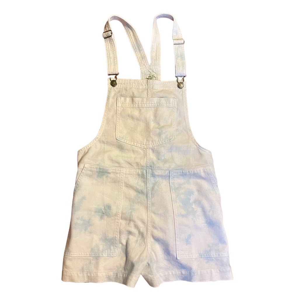 Aerie Werk & Play Denim Tie Dye Short Overalls - Picture 2 of 6